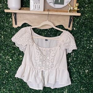 American Eagle Outfitters White Eyelet Blouse